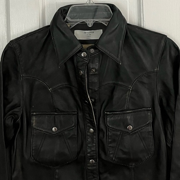 One Teaspoon Womens 100% Sheep Leather Western Snap Front Shirt XS Rodeo New - Picture 2 of 15